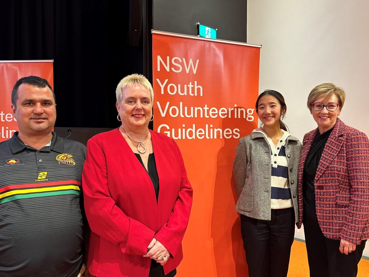Pictured at the launch, left to right are Glen Crump from the Volunteering Taskforce, Gemma Rygate, Rebecca Ju (NSW Young Volunteer of the Year), and The Hon. Jodie Harrison MP.
